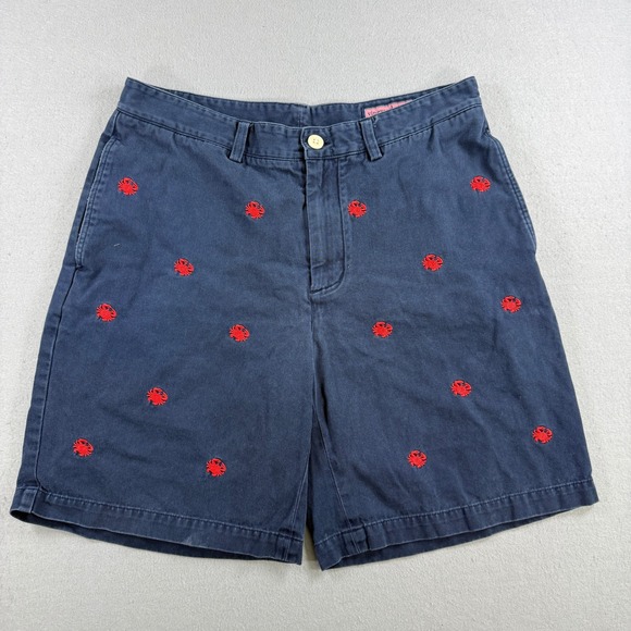 Vineyard Vines Other - Vineyard Vines Club Shorts Men's 33 Navy Red Crab Embroided Chino Preppy